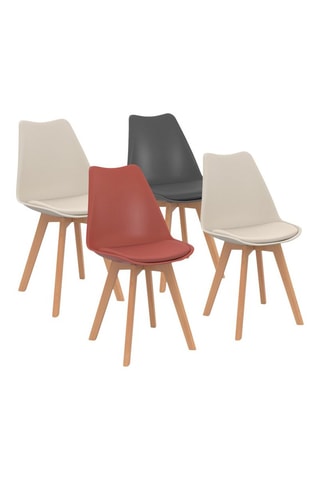 4 sillas Nordia - Gris, beige, terracota y gris oscuro
