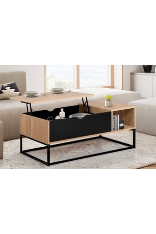 Mesa de centro elevable Manufacture Manhattan -  Negro e imitación madera