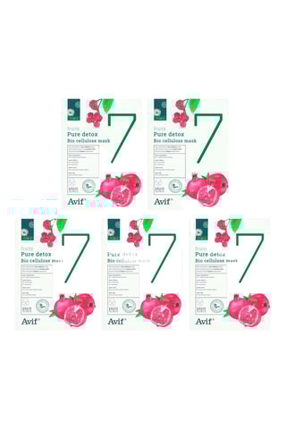 5 7-in-1 Biocellulose Gezichtsmaskers Pure Detox Fruits - 5 x 23 g