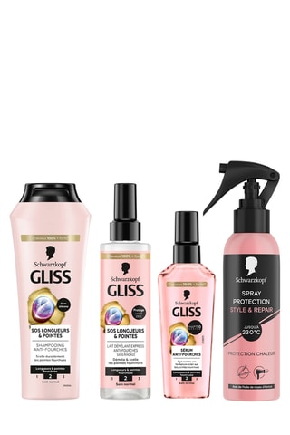 Shampoing, Lait démêlant, sérum anti-fourches et spray protection Schwarzkopf