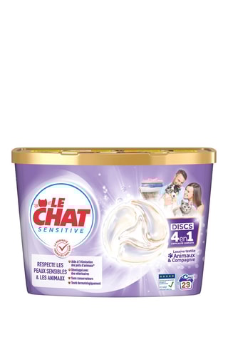 6 x 23 pastilles de lessive Le Chat Discs Sensitive Animaux et Compagnie - 23 lavages