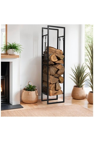 Range-bûches vertical et ses accessoires - 45 x 170 x 30 cm