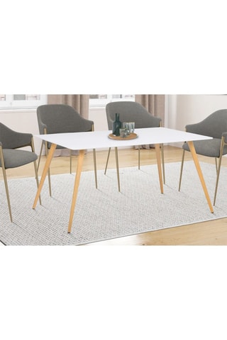 Table Sally - Imitation bois et blanc