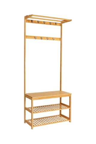 Vestiaire d'entrée en bambou Maya - 70 x 30,5 x 170 cm