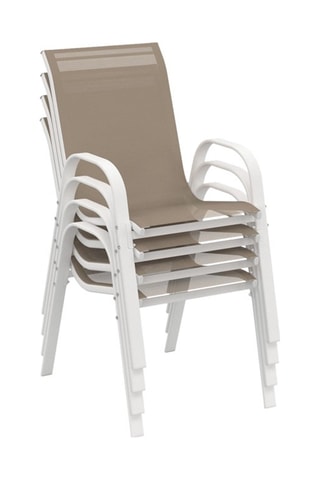 Chaises de jardin empilables en textilène blanches et beiges - lot de 4
