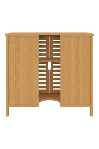 Meuble de salle de bain en bambou 2 portes Maya - 60 x 65 x 30 cm