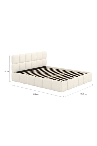 Lit coffre Bubble en tissu bouclette avec sommier et tête de lit 160x200cm