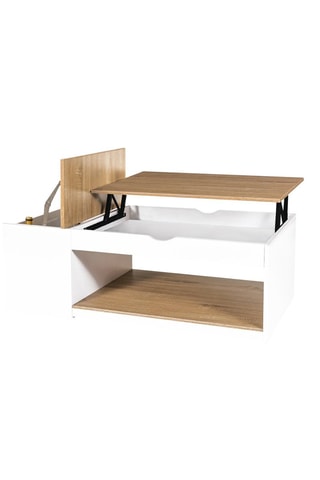 Table basse relevable avec coffre Elina - Blanc