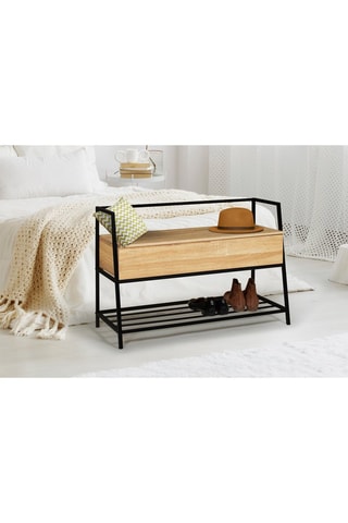 Banquette coffre 2-en-1 Timéo - Imitation bois et noir