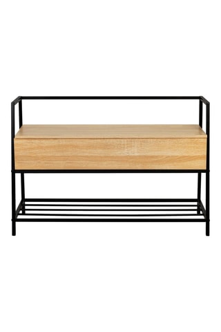 Banquette coffre 2-en-1 Timéo - Imitation bois et noir