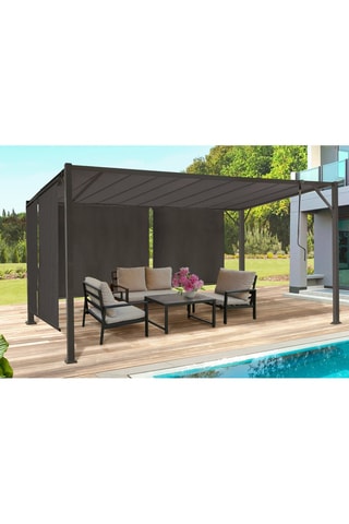 Pergola Venice toit lames orientables et 4 stores gris 3x4m