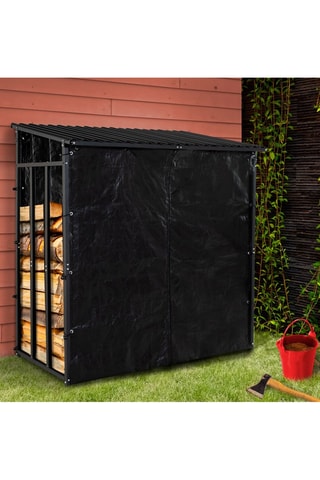 Abri bûches avec housse de protection - 190 x 70 x 185 cm