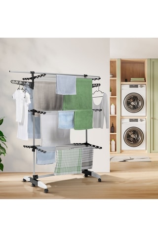 Séchoir Optima noir et blanc 3 niveaux - 30m d'étendage