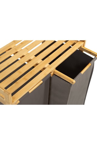 Bac à linge double en bambou Maya - 64 x 33 x 73 cm