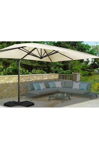 Parasol 360° - Déporté et avec housse - 12 m² - Anthracite et beige