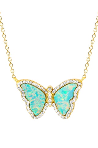 Collier - Argent plaqué or jaune et opales