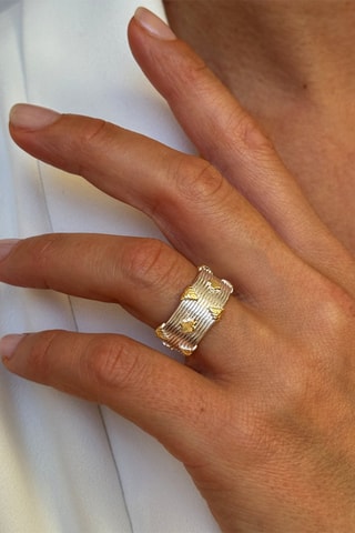 Bague - Argent plaqué or jaune et blanc