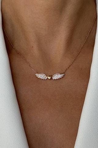 Collier - Argent plaqué or rose et zircons