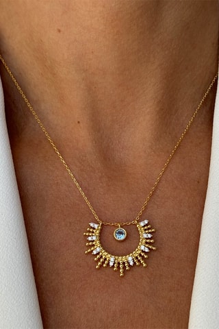 Collier - Argent plaqué or jaune, zircons et spinelle