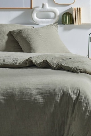 Parure de lit en gaze de coton - Sauge