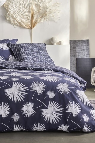 Parure de couette réversible en coton - 57 fils/cm² - Bleu marine