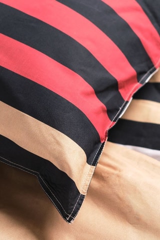 Parure de couette réversible en coton - 57 fils/cm² - Noir, blanc, rouge et jaune