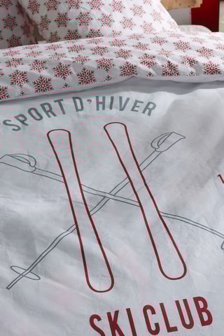 Parure de couette en coton 57 fils/cm² Hors Piste - Gris clair et blanc