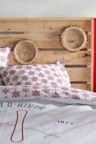 Parure de couette en coton 57 fils/cm² Hors Piste - Gris clair et blanc