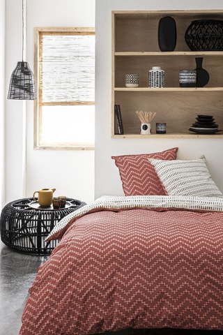 Parure de couette en coton 57 fils/cm² Sunshine - Rouge et noir