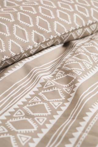 Parure de couette en coton Flanelle - Beige et écru