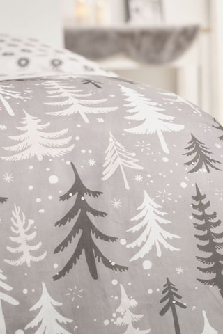 Parure de couette en coton Flanelle - Gris et écru