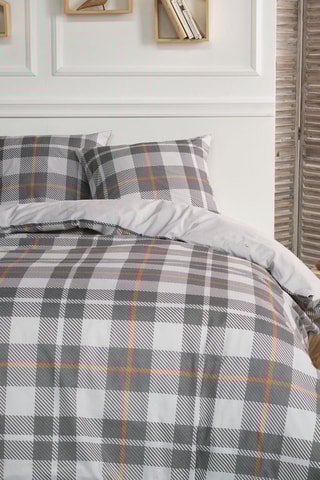 Parure de couette en coton Flanelle - Gris et écru