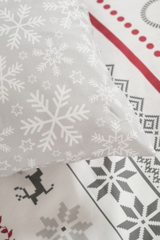 Parure de couette en coton Flanelle - Gris et écru