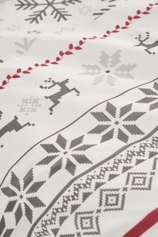 Parure de couette en coton Flanelle - Gris et écru