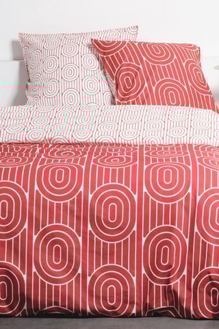 Parure de couette en coton Sunshine - Rouge et blanc