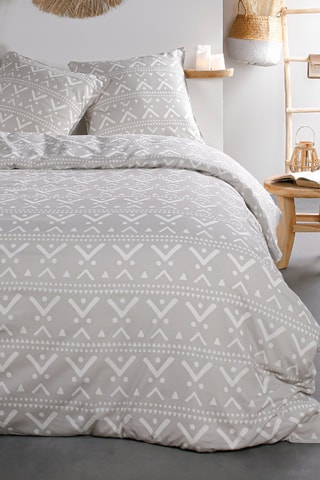 Parure de couette en coton 57 fils/cm² Sunshine - Ecru et taupe