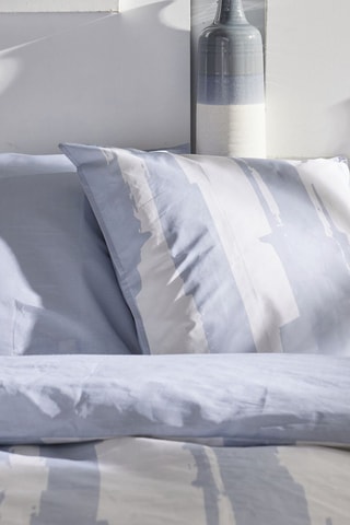 Parure de couette en coton 57 fils/cm² - Bleu et blanc