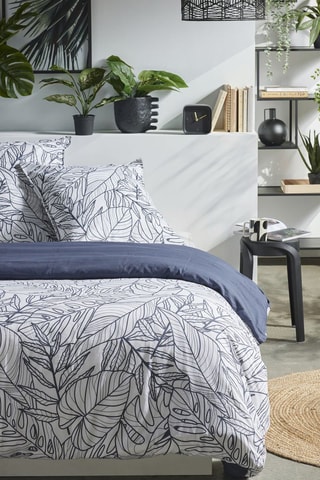 Parure de couette en coton 57 fils/cm² - Blanc et gris foncé