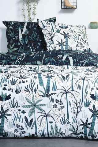 Parure de couette en coton Sunshine - 
Blanc et vert