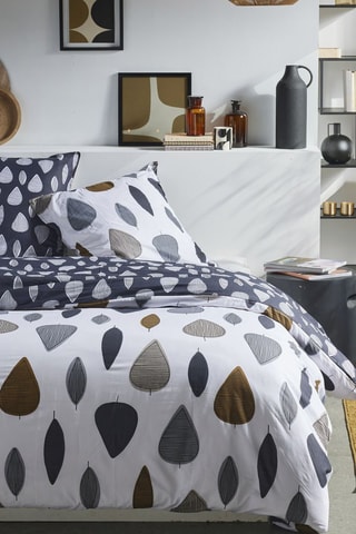 Parure de couette en coton 57 fils/cm² - Blanc et bleu