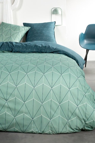 Parure de couette en coton 57 fils/cm² Sunshine 6.40 - Vert d'eau et bleu