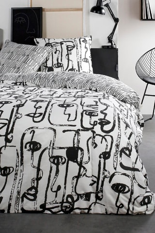 Parure de couette en coton 57 fils/cm² Sunshine - Blanc et noir