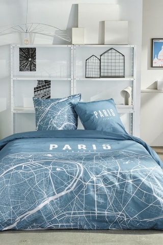 Parure de couette en coton 57 fils/cm² Java - Bleu