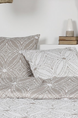 Parure de couette en coton Flanelle - Beige et écru