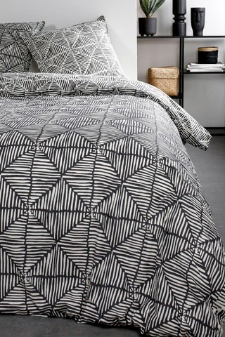 Parure de couette en coton Sunshine - Ecru et gris