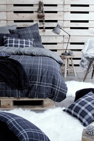 Parure de couette en coton Winter Spirit Megève - Bleu marine