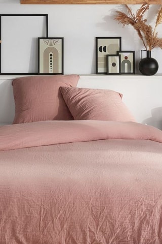 Parure de lit en gaze de coton - Rose