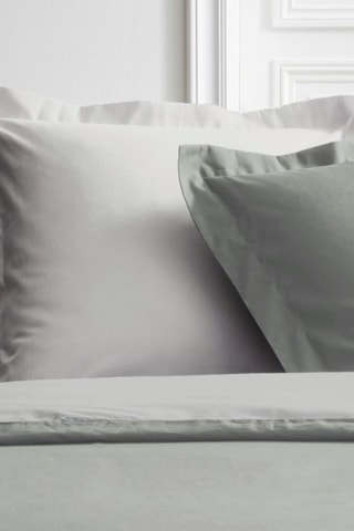 Parure de couette en percale de coton 78 fils/cm² Prestige -  Sauge et beige