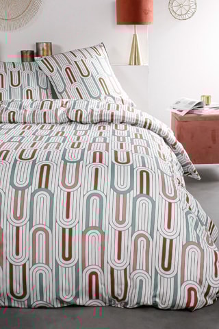 Parure de couette en coton Sunshine 6.24 - Ecru et rose