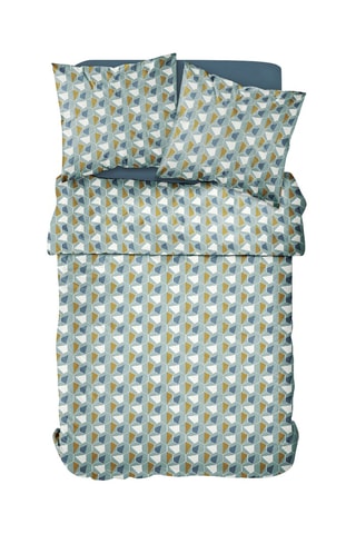 Parure de couette en coton Mawira 2.19 - Ecru et vert d'eau